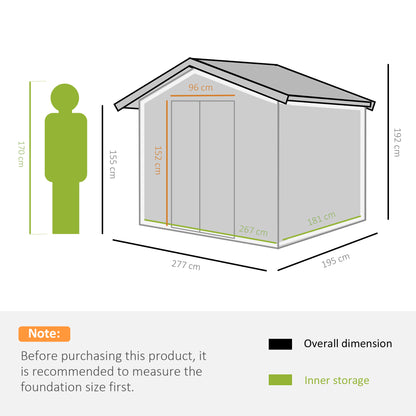 Corrugated 9 x 6' Double Door Reverse Apex Garden Shed With Ventilation Steel Green by Steadfast