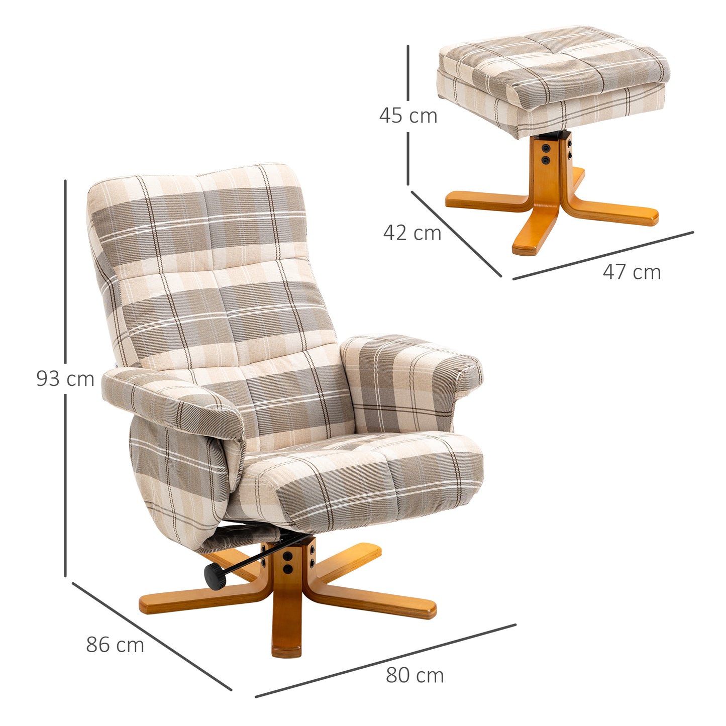 Homcom Linen Swivel Recliner Chair with Footstool