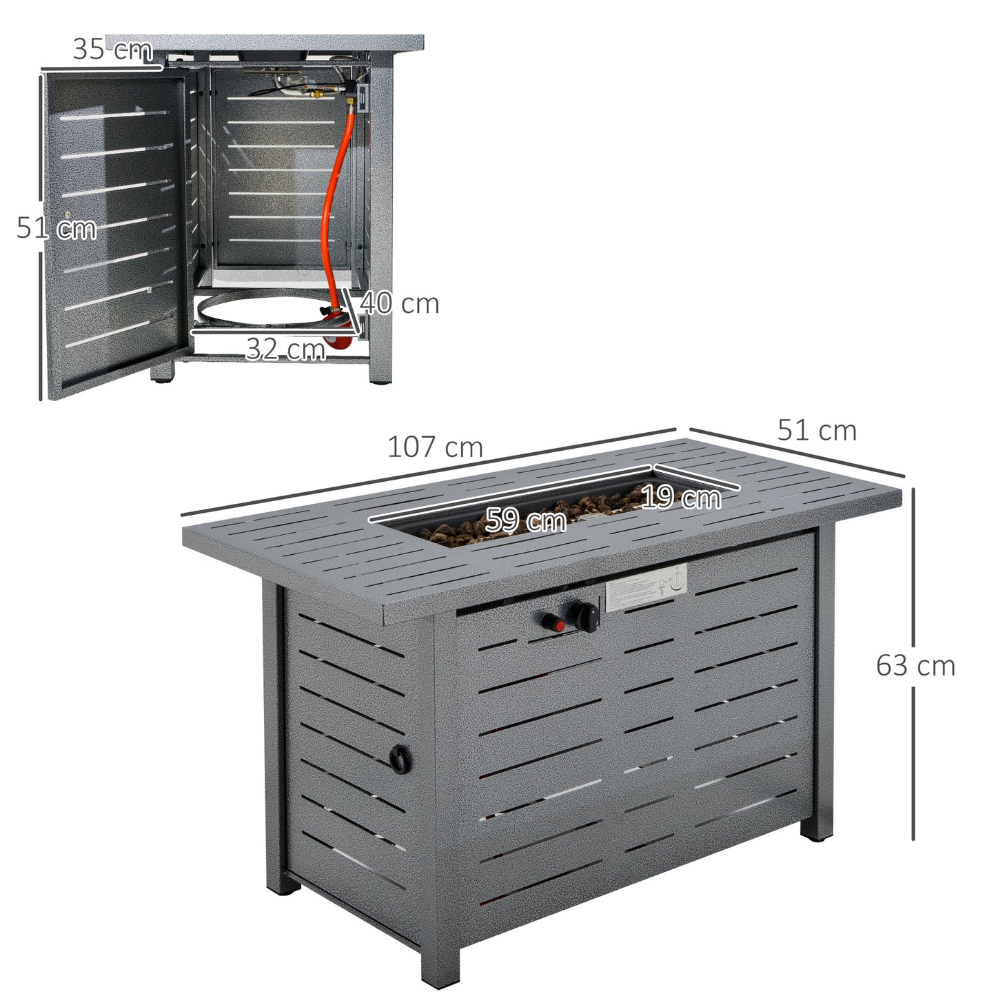 Outsunny Propane Gas Fire Pit Table