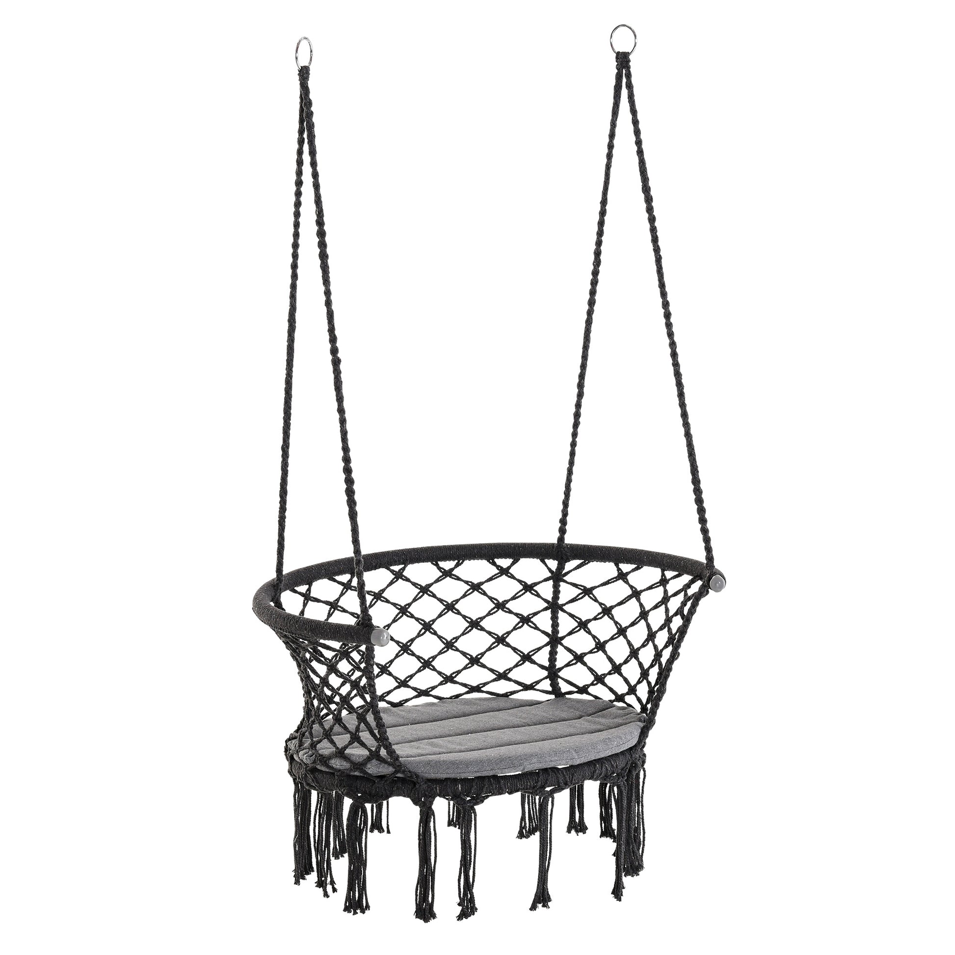 Outsunny Outdoor Hanging Rope Chair with Cotton Rope