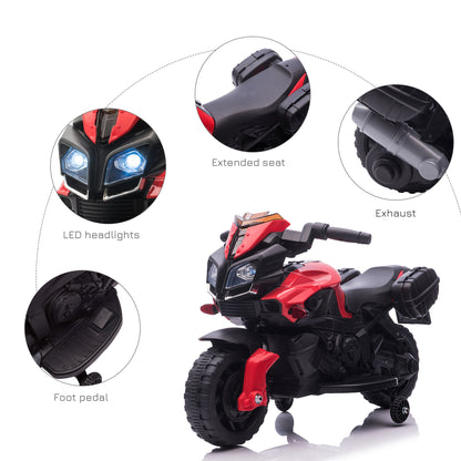 Homcom Kids 6V Electric Ride On Motorcycle Vehicle w/ Lights Horn Realistic Sounds Outdoor Play Toy for 1.5-4 Years Old Red