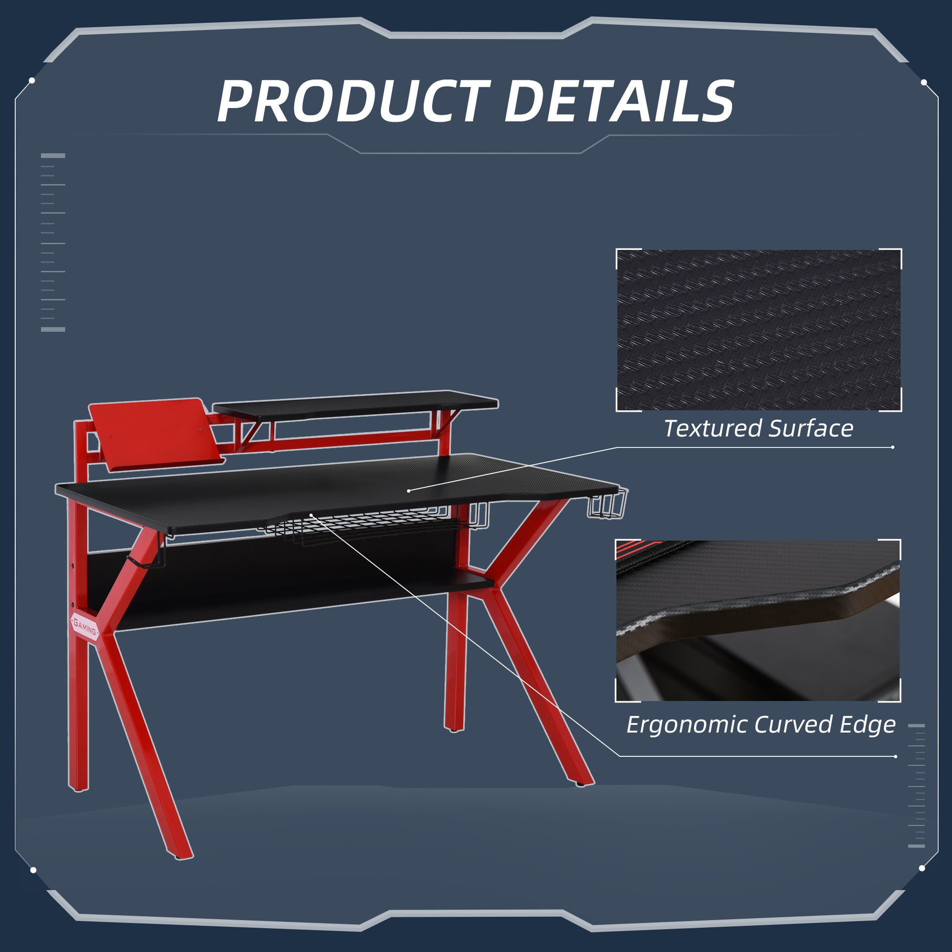 Homcom Gaming Desk Computer Table with Monitor Stand