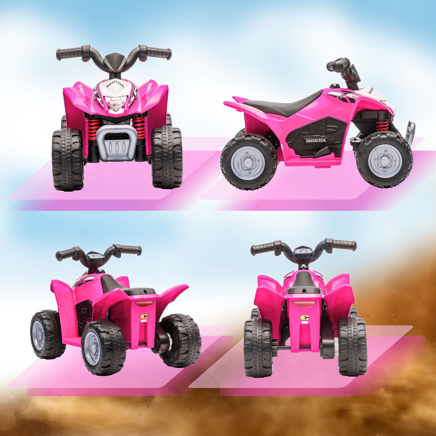 Honda Ride On Quad Bike With LED Light & Horn 1.5 To 3 Years Pink by Aiyaplay