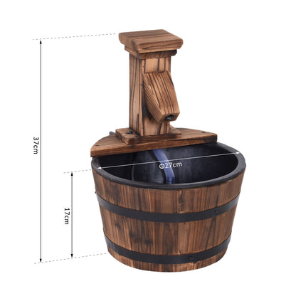 Outsunny Wood Barrel Patio Water Fountain Garden Decorative Ornament Water Feature with Electric Pump