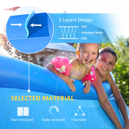 Outsunny Inflatable Swimming Pool Family-Sized Blow Up Pool Round Paddling Pool with Hand Pump for Kids