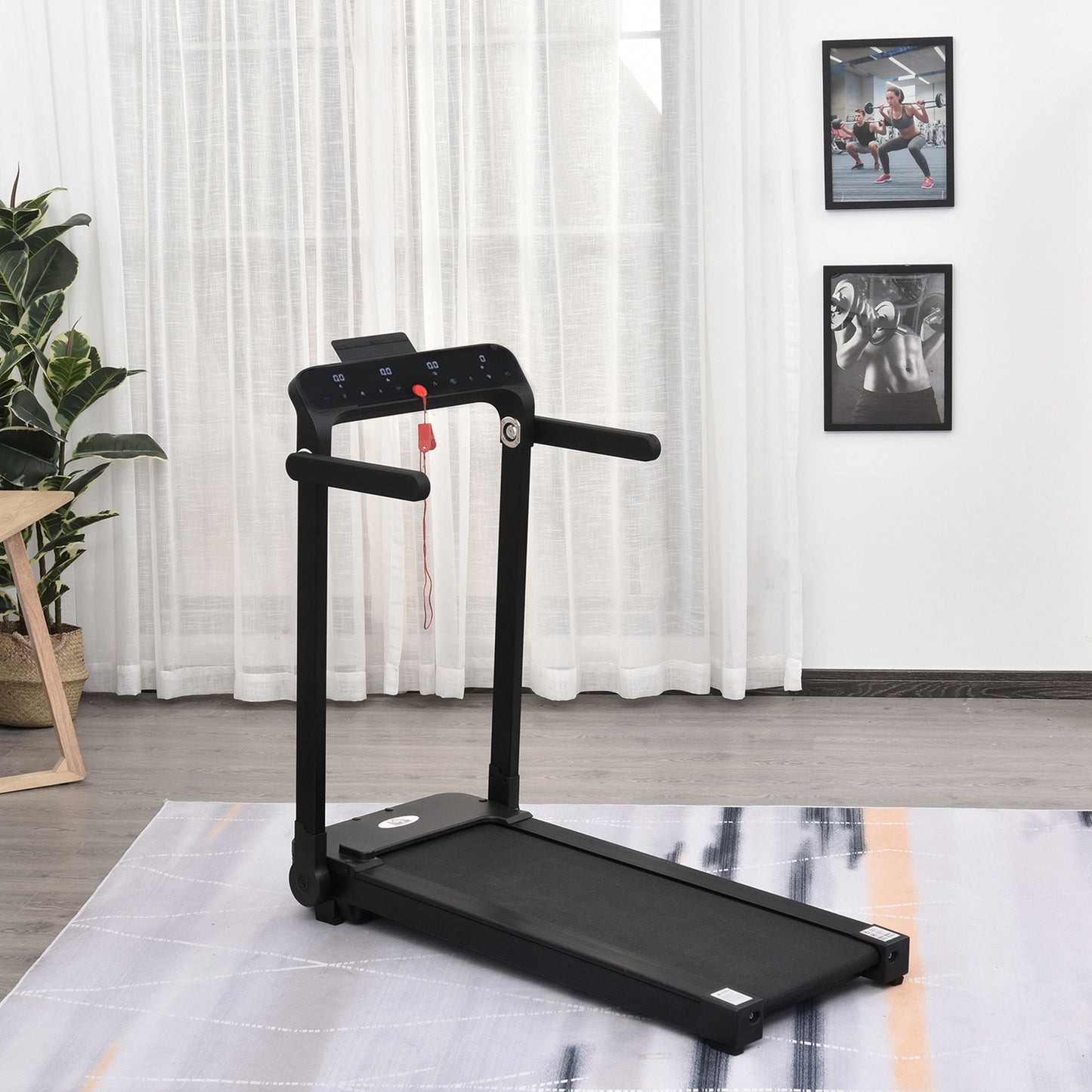 Homcom 600W Foldable Steel Motorised Treadmill Running Machine w/ LCD Monitor Black