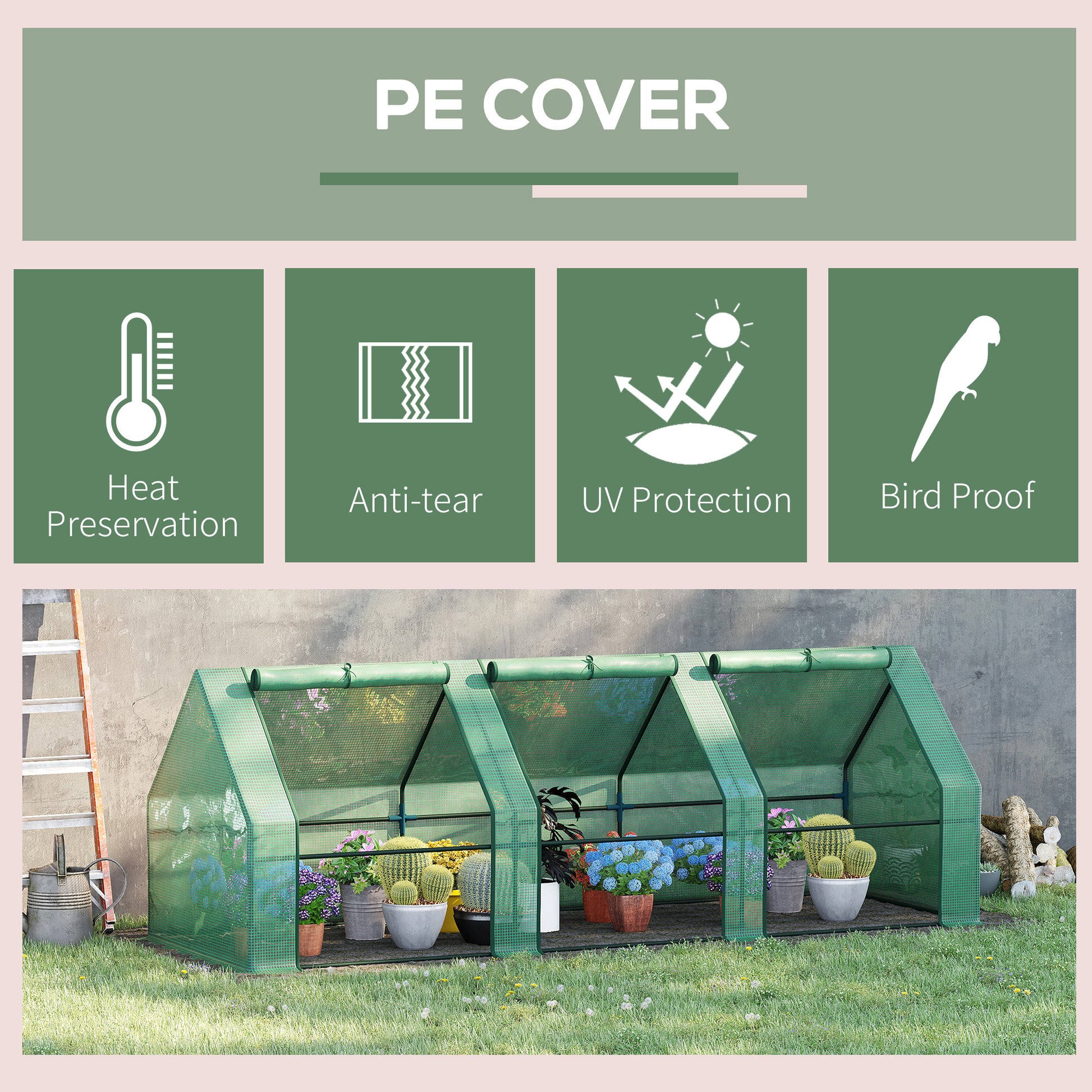 Outsunny Polytunnel Greenhouse Steel Frame Xs Size