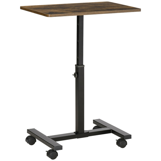 Homcom 52-84cm Adjustable Mobile Over-Surface Table - Brown