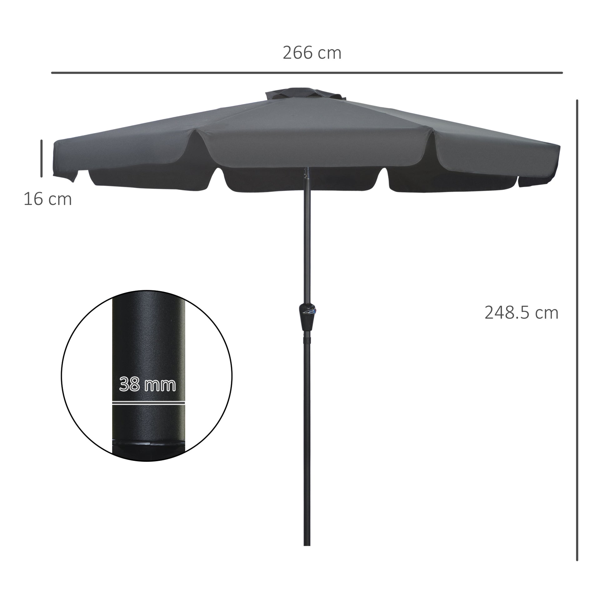 Outsunny 2.7m Patio Parasol Garden Umbrellas Outdoor Sun Shade Table Umbrella with Tilt