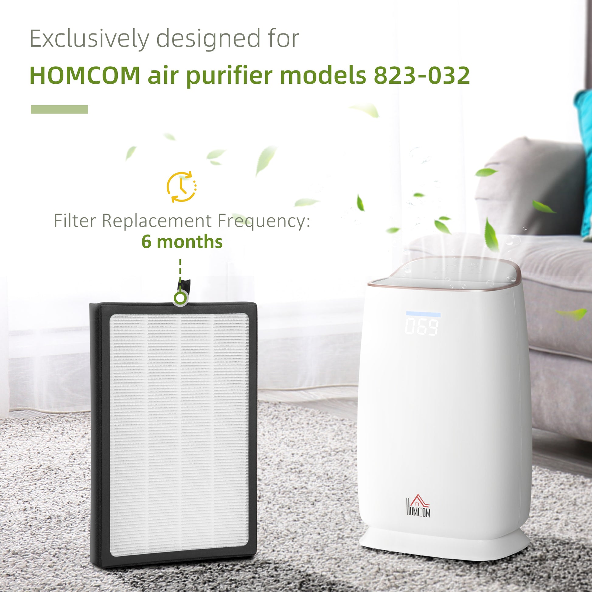 Homcom Air Purifier Filters Replacement for 823-032V70WT