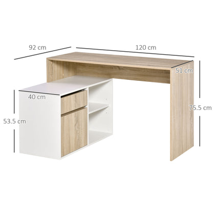 Homcom L-Shaped Corner Computer Desk Study Table PC Work w/ Storage Shelf Drawer Office