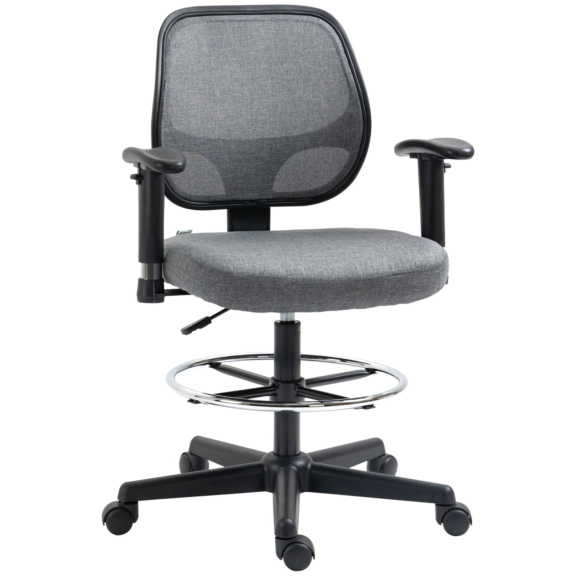 Vinsetto Ergonomic Drafting Chair Tall Office Stand Desk Chair with Foot Ring