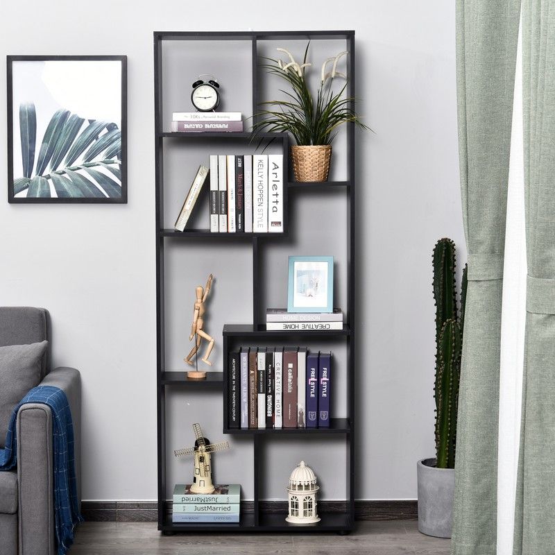 Homcom Eight-Section Tall Shelving Unit - Black