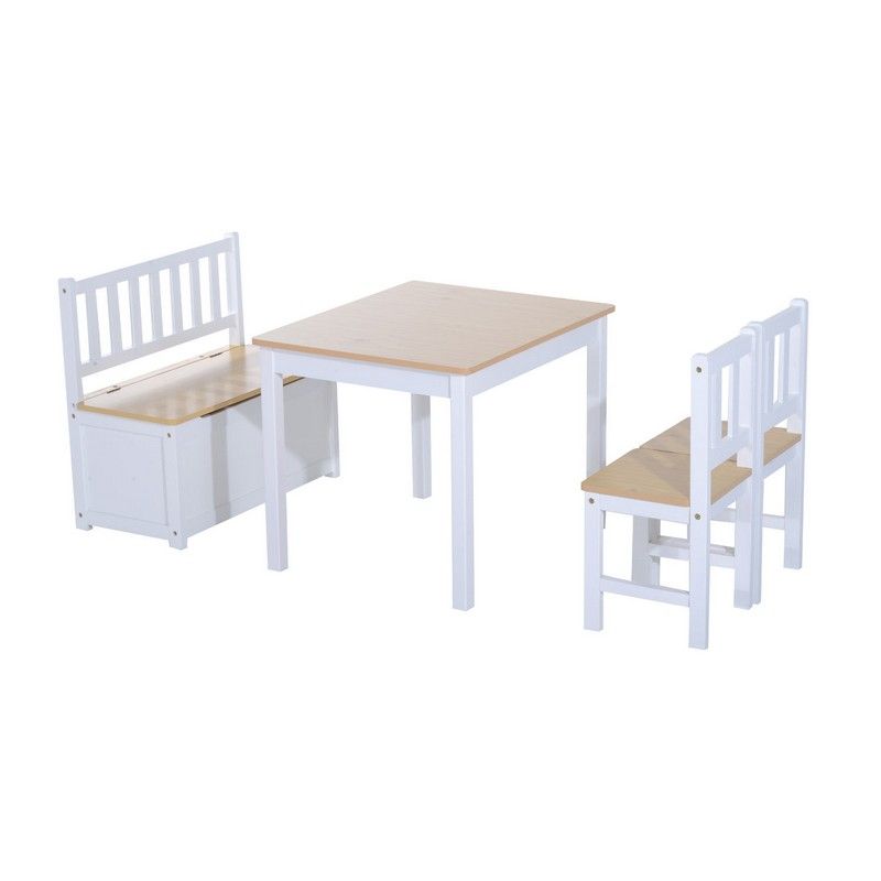 Homcom 4 Piece Kids Table And Chair Set With 2 Wooden Chairs