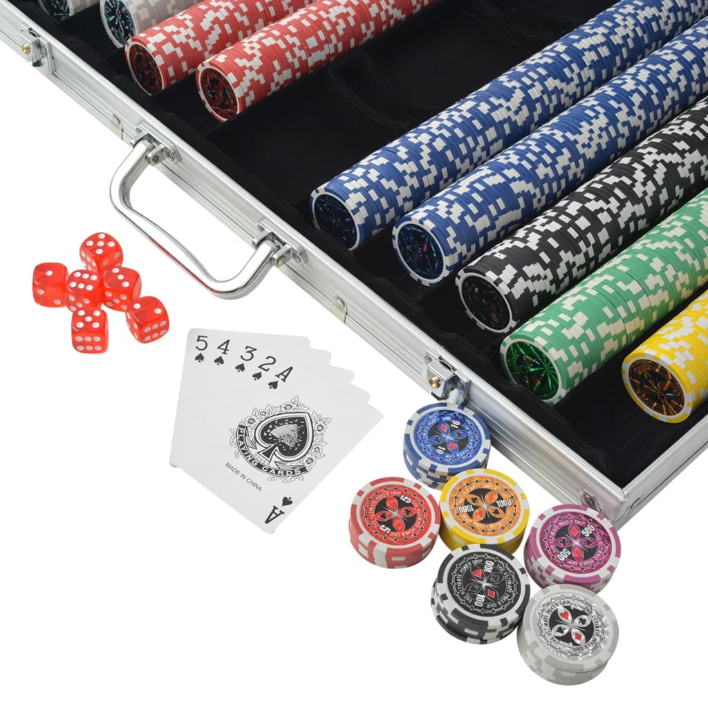 Poker Set with 1000 Laser Chips Aluminium