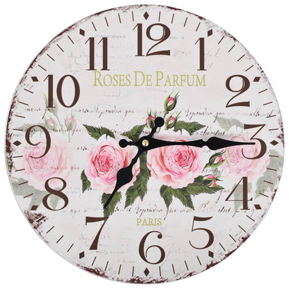 Vintage Wall Clock Flower 30 cm