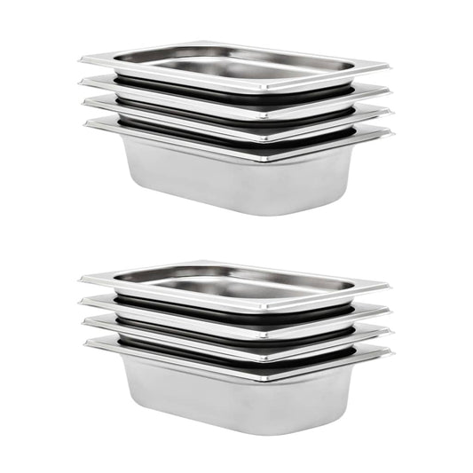 Gastronomy Containers 8 pcs GN 1/4 65 mm Stainless Steel