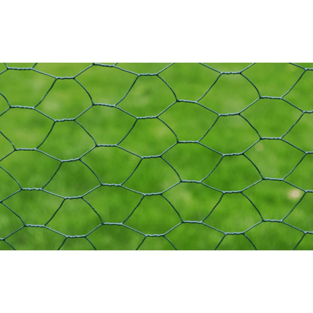 Chicken Wire Fence Galvanised with PVC Coating 25x0.75 m Green