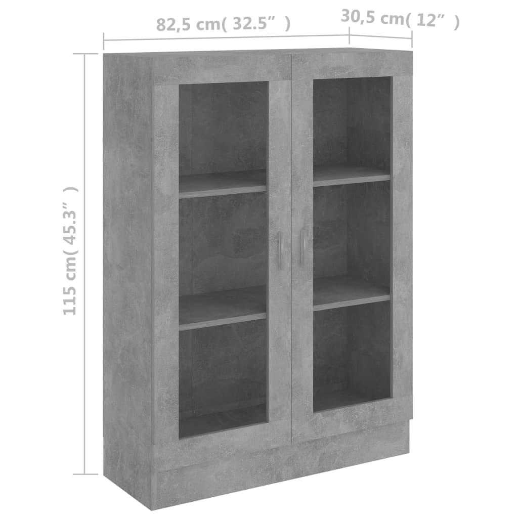 Vitrine Cabinet Concrete Grey 82.5x30.5x115 cm Engineered Wood