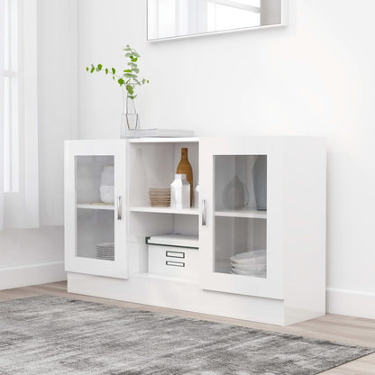 Vitrine Cabinet High Gloss White 120x30.5x70 cm Engineered Wood