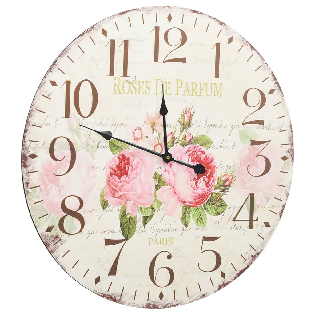 Vintage Wall Clock Flower 60 cm