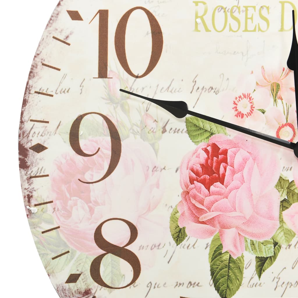 Vintage Wall Clock Flower 60 cm