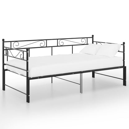 Pull-out Sofa Bed Frame Black Metal 90x200 cm