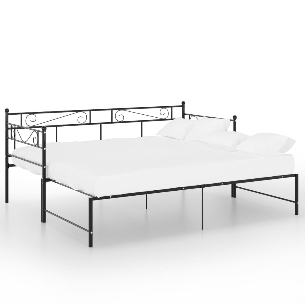 Pull-out Sofa Bed Frame Black Metal 90x200 cm