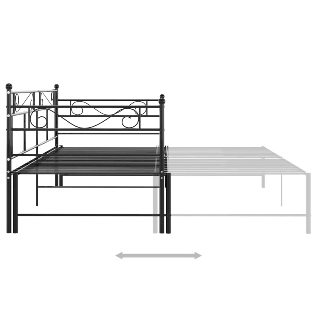 Pull-out Sofa Bed Frame Black Metal 90x200 cm