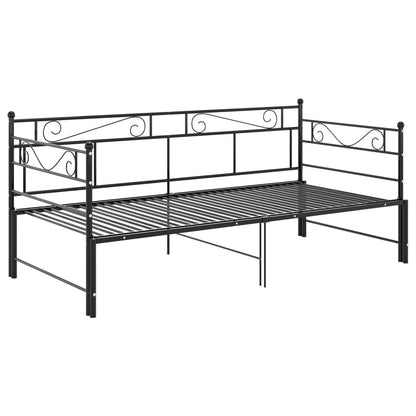 Pull-out Sofa Bed Frame Black Metal 90x200 cm