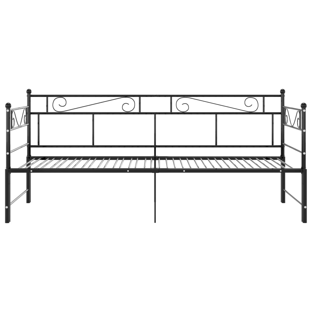 Pull-out Sofa Bed Frame Black Metal 90x200 cm