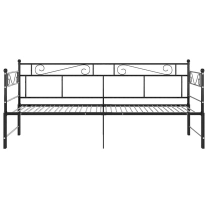 Pull-out Sofa Bed Frame Black Metal 90x200 cm