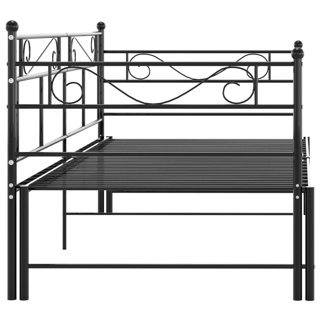 Pull-out Sofa Bed Frame Black Metal 90x200 cm