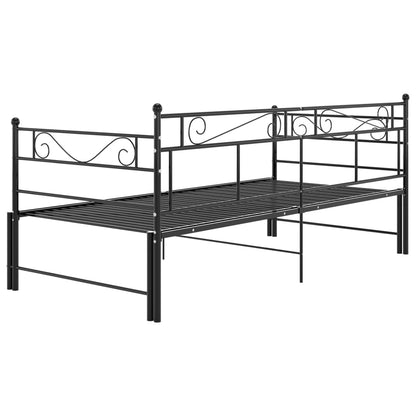 Pull-out Sofa Bed Frame Black Metal 90x200 cm