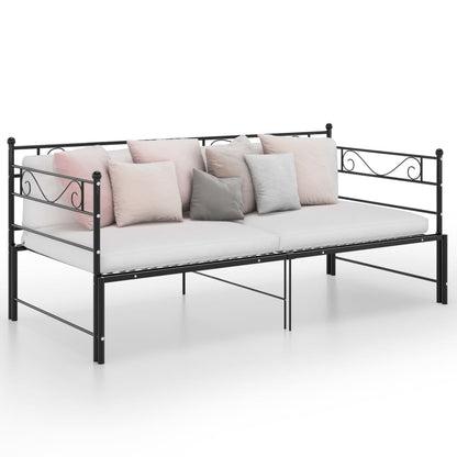 Pull-out Sofa Bed Frame Black Metal 90x200 cm