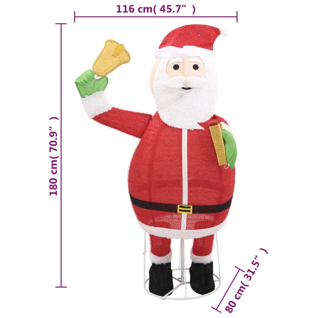 Decorative Christmas Santa Claus Figure LED Luxury Fabric 180 cm