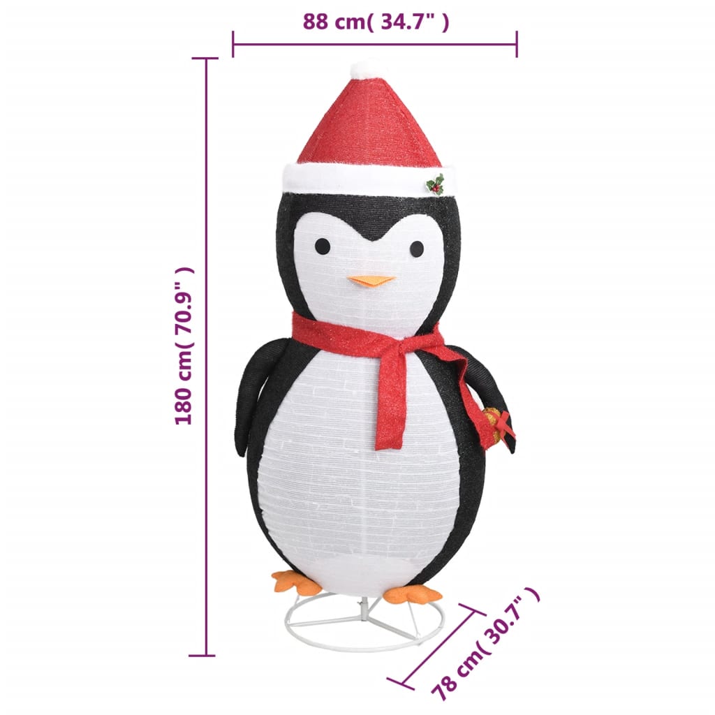 Decorative Christmas Snow Penguin Figure LED Luxury Fabric 180cm