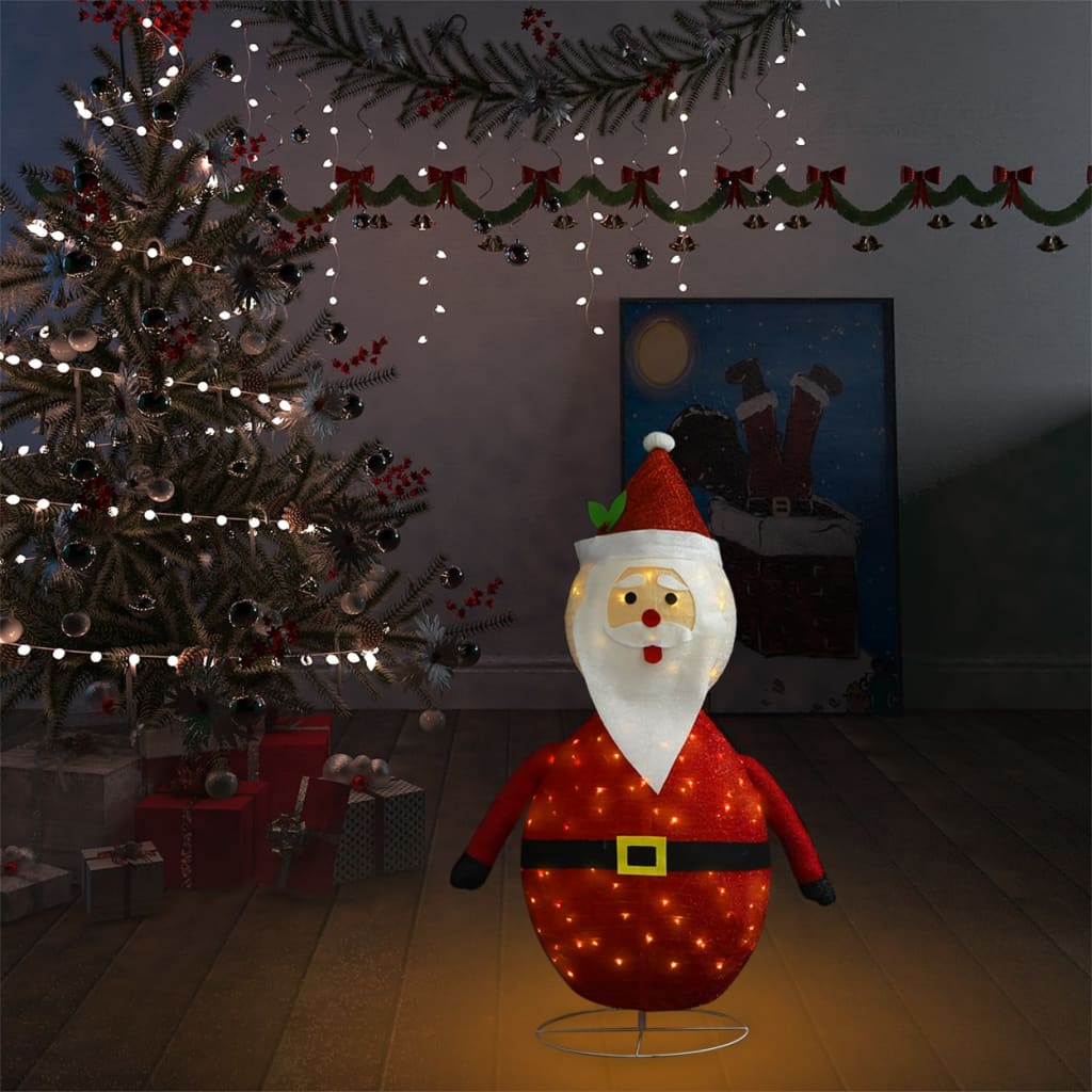 Decorative Christmas Santa Claus Figure LED Luxury Fabric 90cm