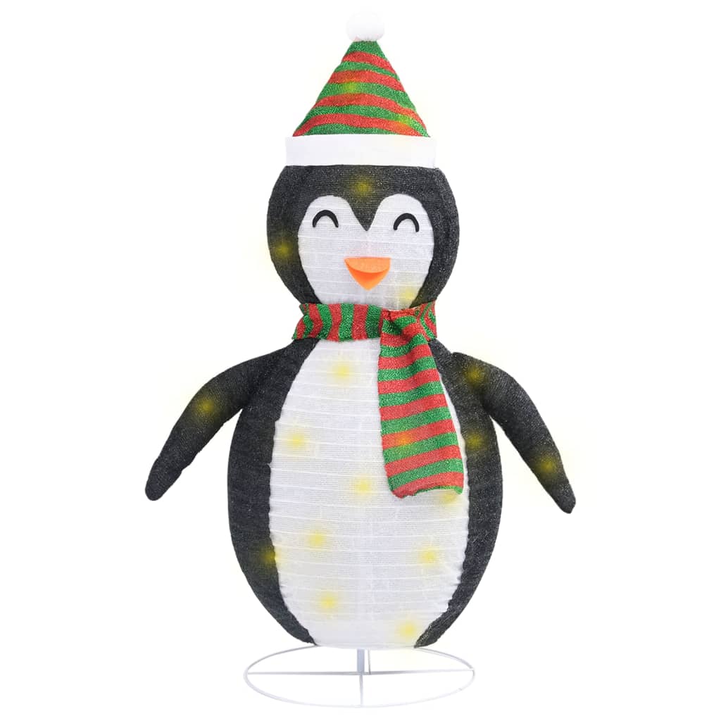 Decorative Christmas Snow Penguin Figure LED Luxury Fabric 60cm