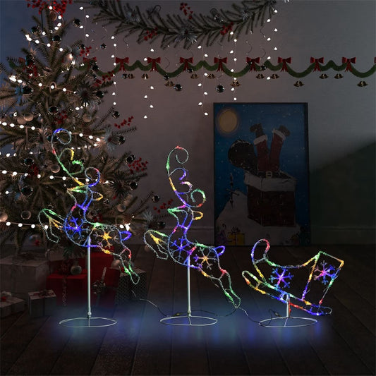 Acrylic Christmas Flying Reindeer Sleigh 260x21x87cm Colourful