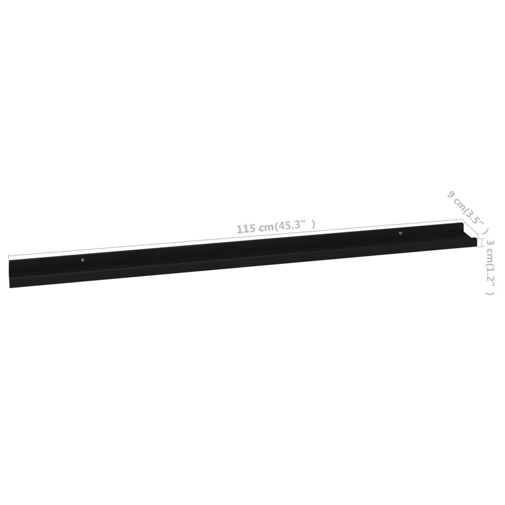 Wall Shelves 2 pcs Black 115x9x3 cm