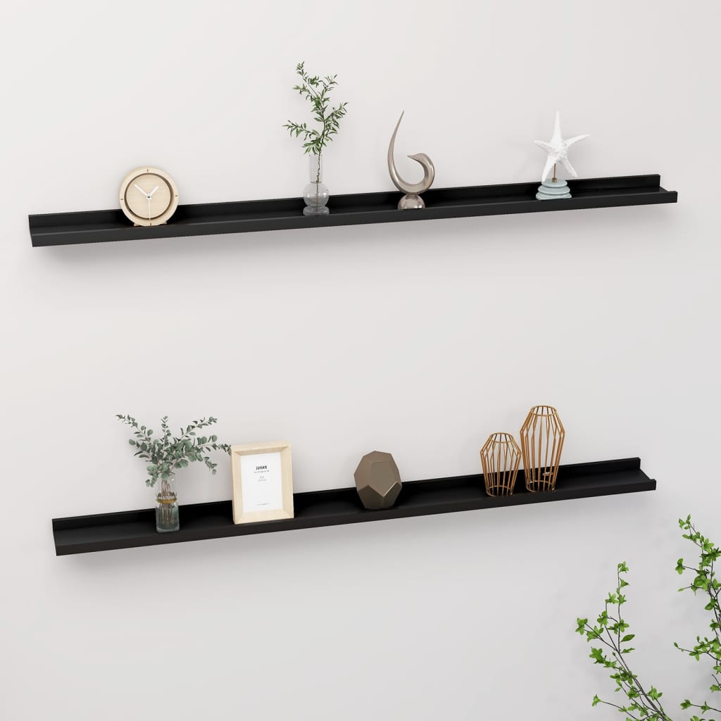 Wall Shelves 2 pcs Black 115x9x3 cm