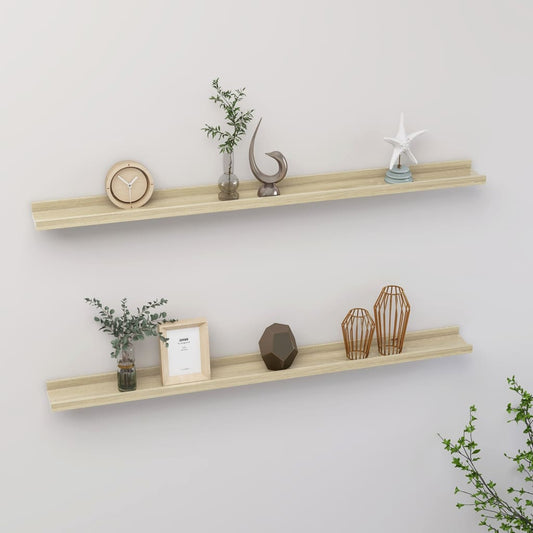 Wall Shelves 2 pcs Sonoma Oak 100x9x3 cm