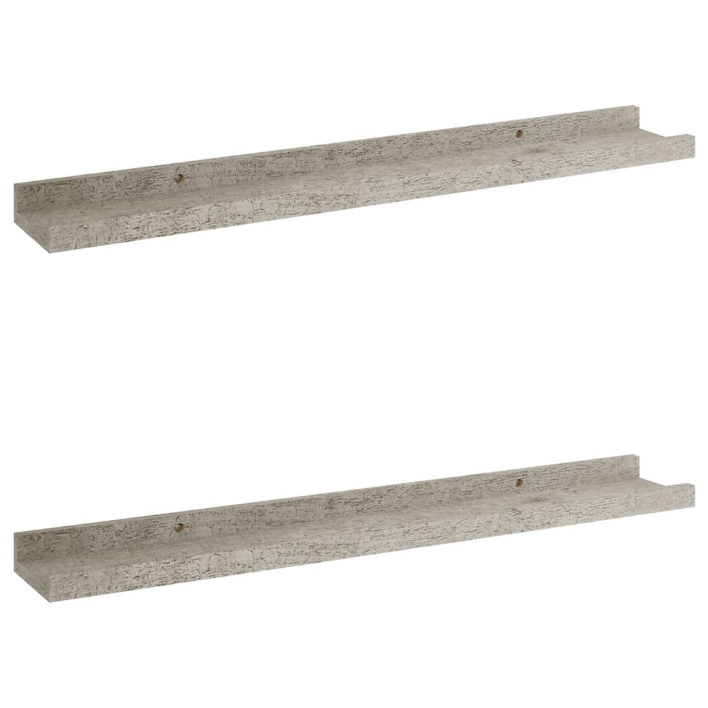 Wall Shelves 2 pcs Concrete Grey 60x9x3 cm