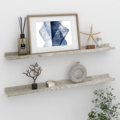 Wall Shelves 2 pcs Concrete Grey 80x9x3 cm