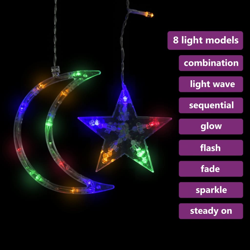 Star and Moon Fairy Lights Remote Control 345 LED Colourful