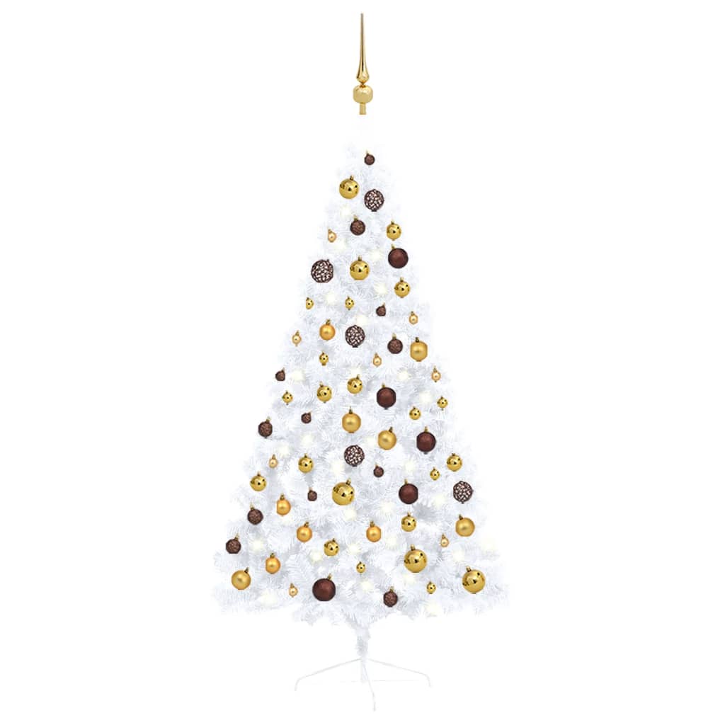 Artificial Half Pre-lit Christmas Tree with Ball Set White 150 cm