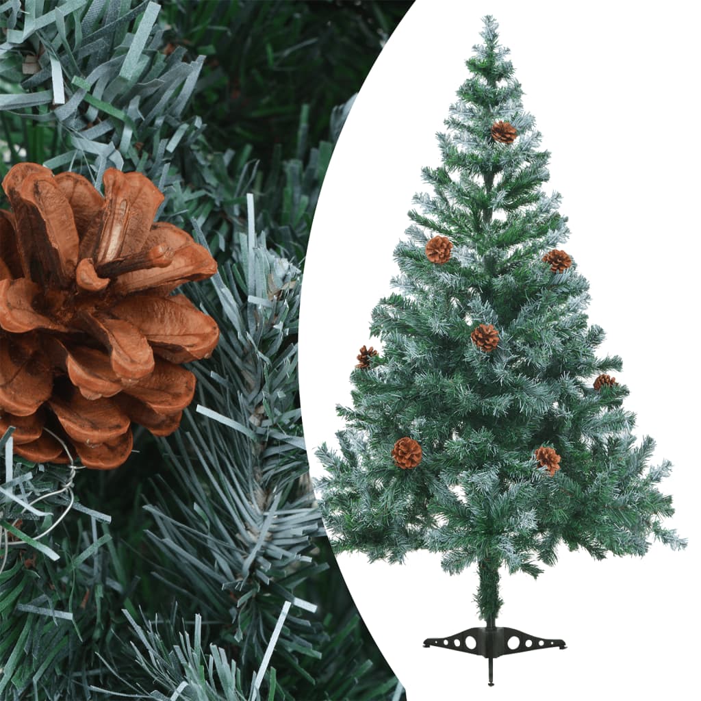 Frosted Pre-lit Christmas Tree with Ball Set&Pinecones 150 cm