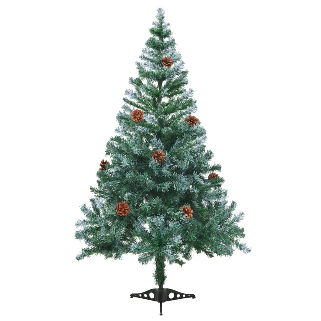 Frosted Pre-lit Christmas Tree with Ball Set&Pinecones 150 cm