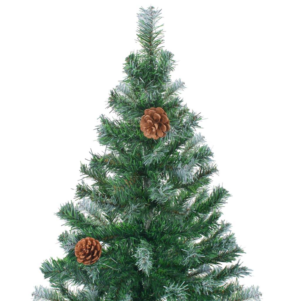 Frosted Pre-lit Christmas Tree with Ball Set&Pinecones 150 cm